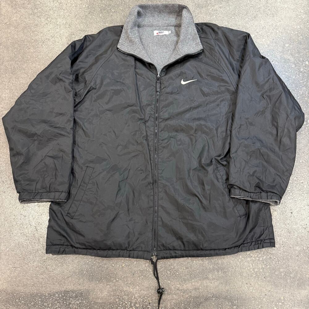 Vintage 90s Nike Fleece Lined Windbreaker Jacket Black Mens XXL Streetwear Y2K